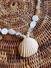Load image into Gallery viewer, BEADED SUNRAYS Shell Pendant, Clear Quartz, Fresh Water Pearl, Mix Bead Necklace