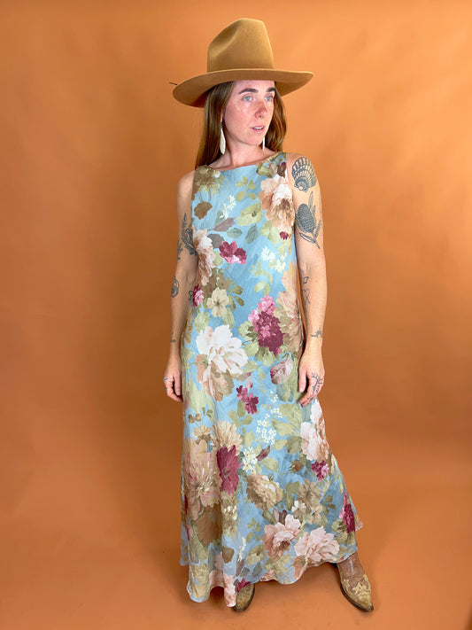 VINTAGE 70’s Floral Maxi Dress 10-14