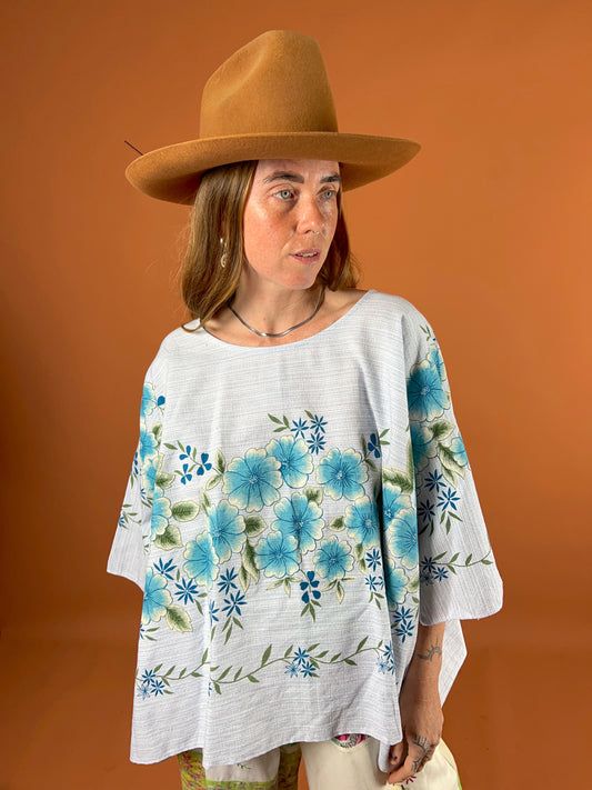 SECOND LOVE SLOW FASHION Upcycled Vintage Barkcloth Tablecloth Tunic OS