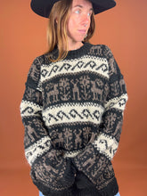 Load image into Gallery viewer, VTG 60&#39;s/70&#39;s Handmade Nordic Knit Wool Oversize Jumper 14-16