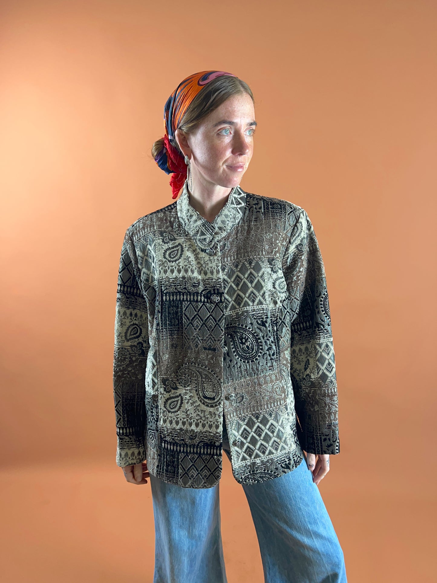 VINTAGE 80's Paisley Brocade Jacket 16