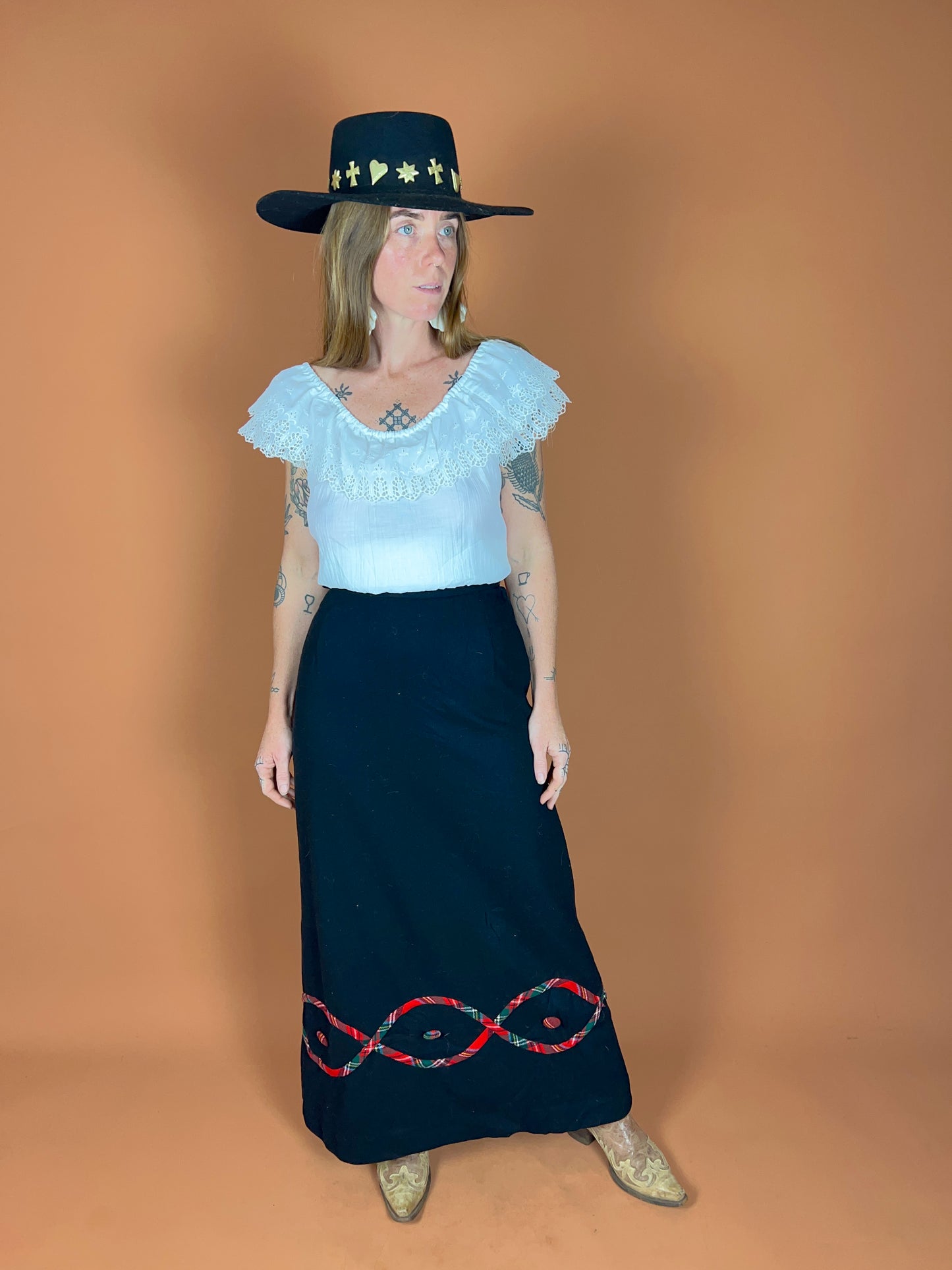 VINTAGE 60's Wool Maxi Skirt 6