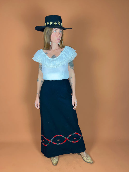 VINTAGE 60's Wool Maxi Skirt 6