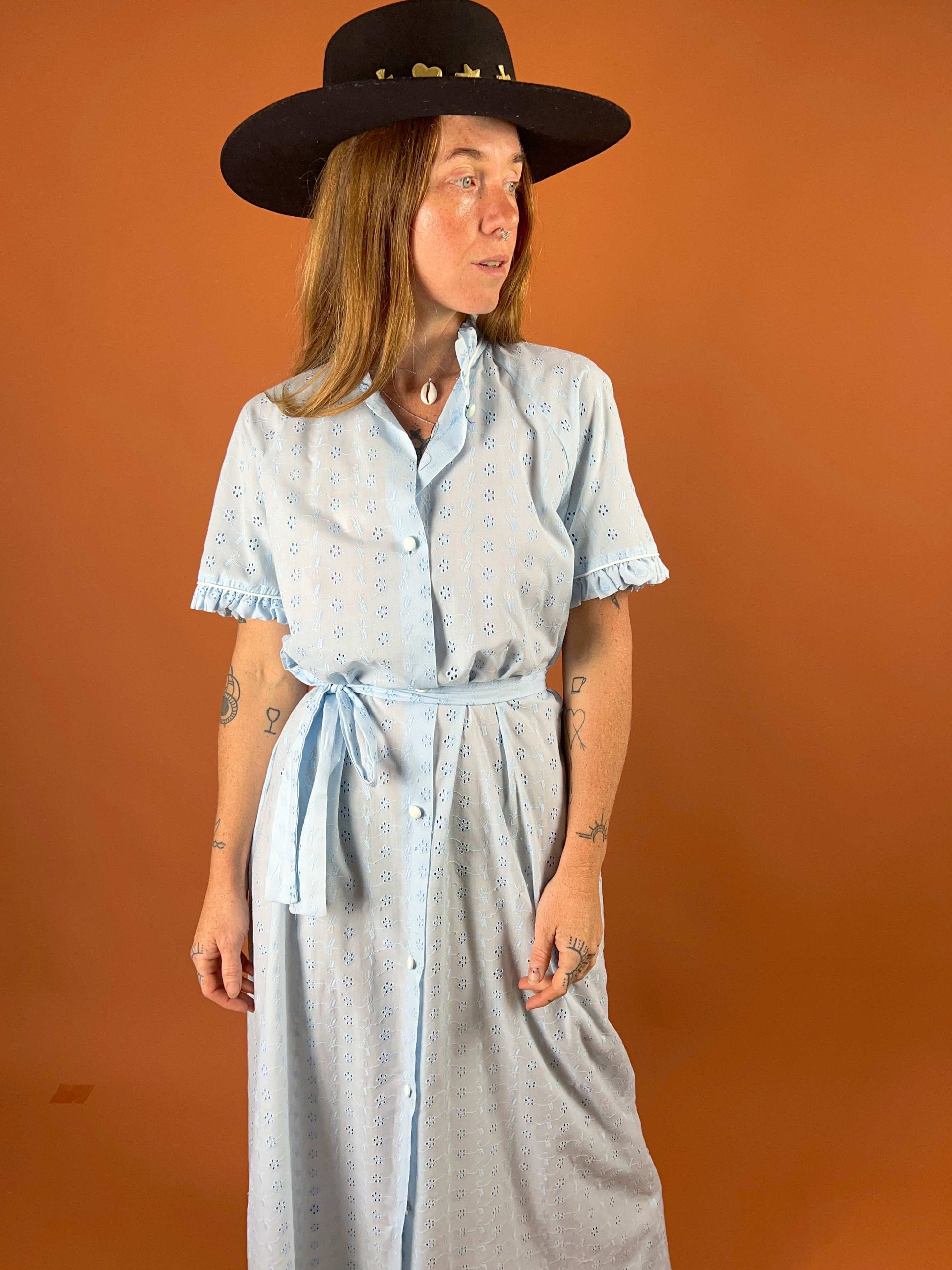 VTG 80's/90's Cotton Anglaise Maxi Dress 10