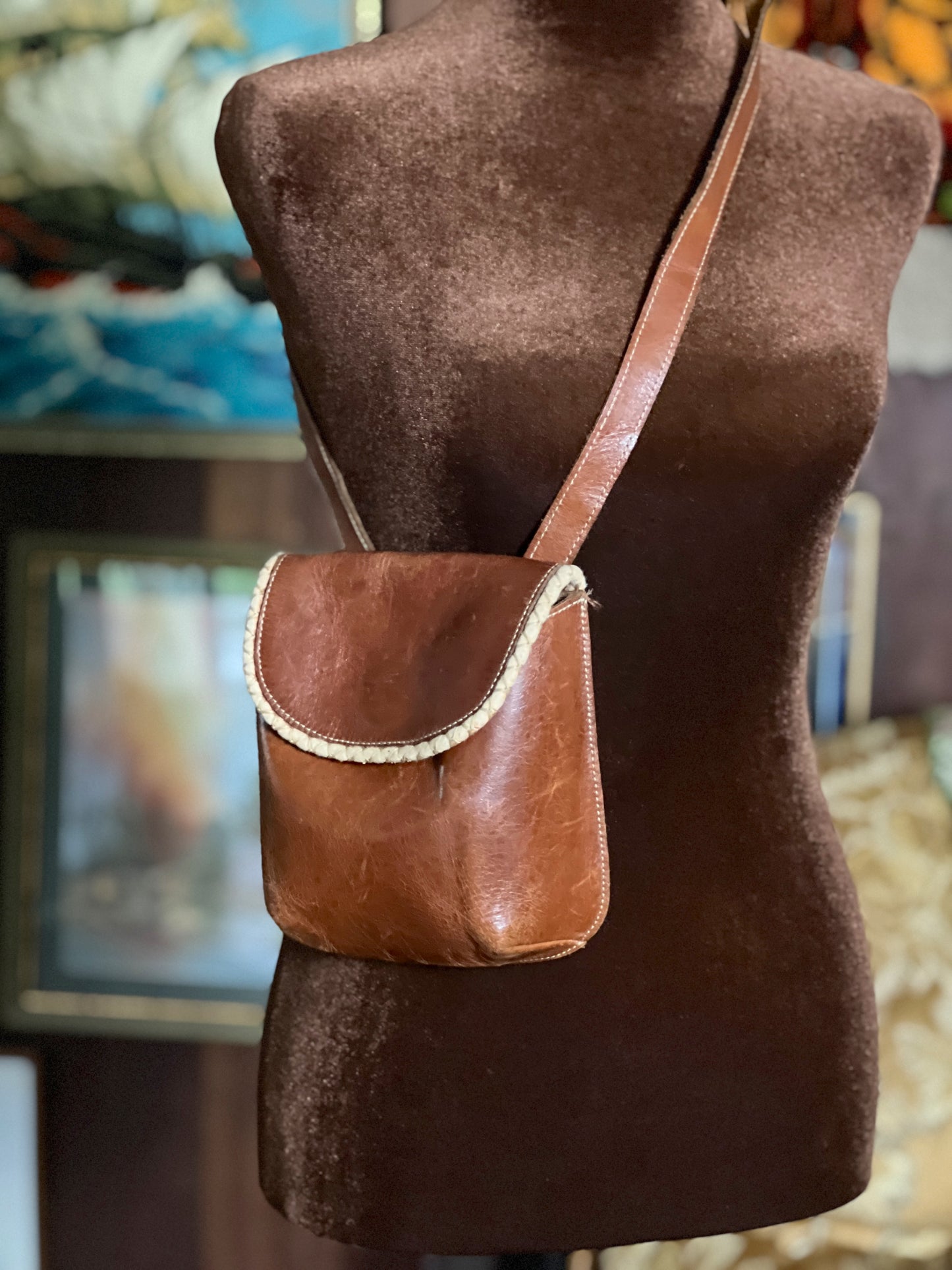 VTG 70’s Leather Two Tone Shoulder Bag