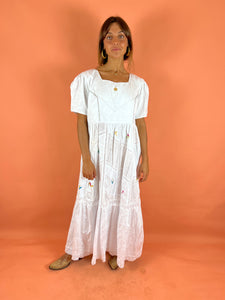 VTG 70's Anglaise Embroidered Mexican Dress 14