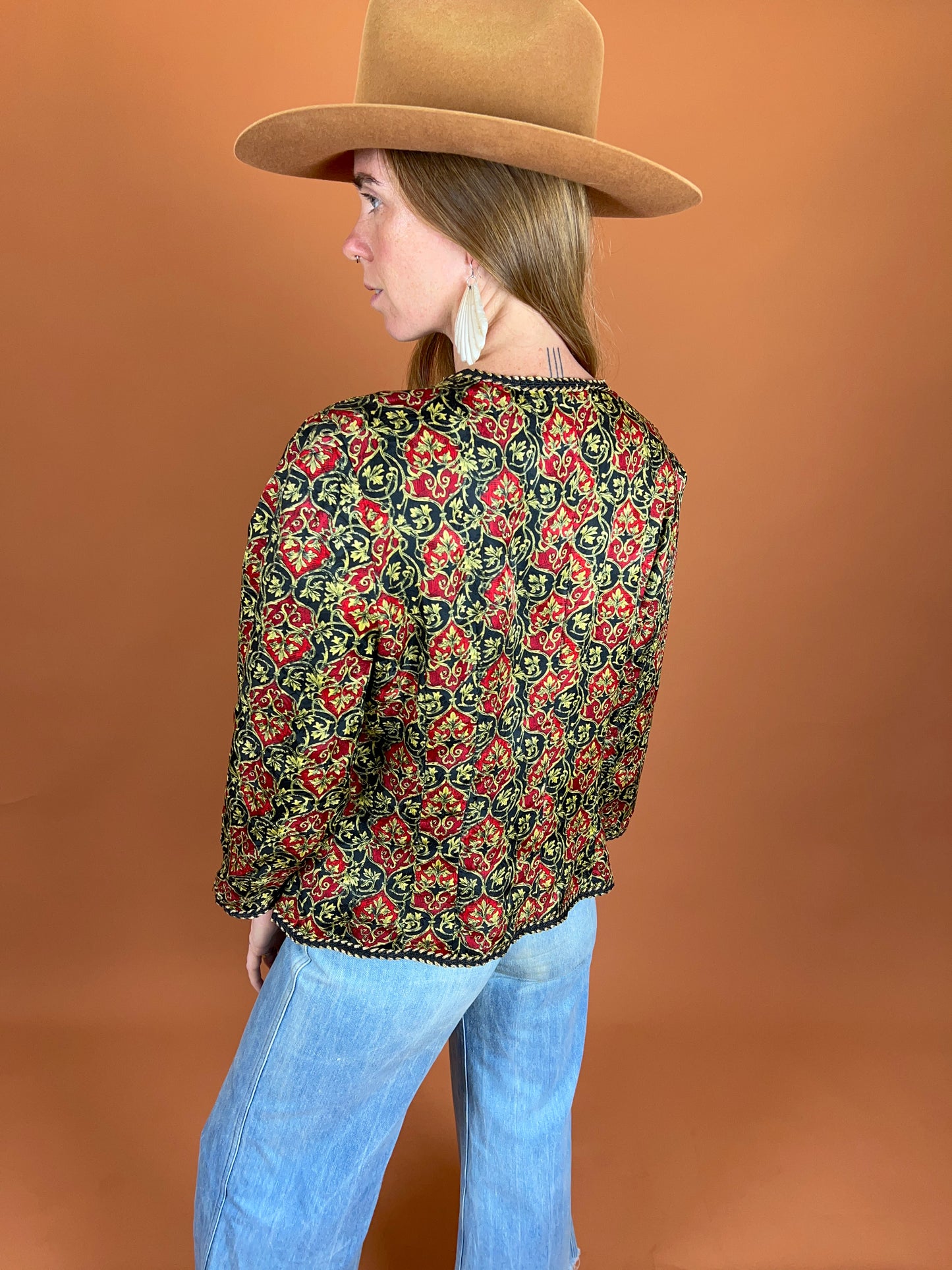 VINTAGE 80's Silk Floral Jacket 12