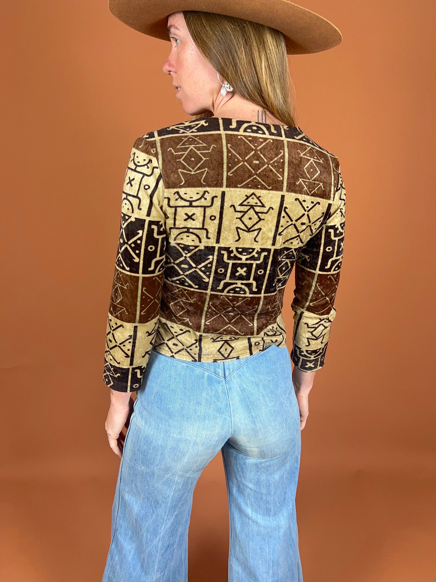 VINTAGE 80's/90's Aztec Velvet Long Sleeve Top 8