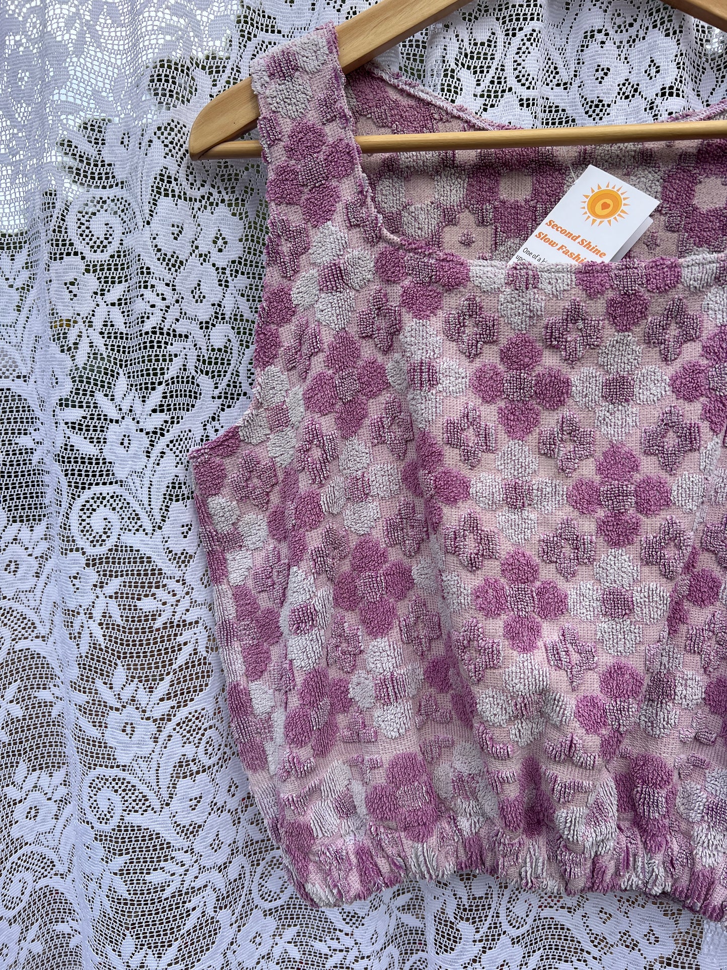SECOND SHINE SLOW FASHION Vintage Floral Towel Up-cycled Top 6-12