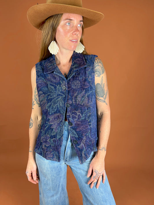 VINTAGE 70's Brocade Vest 8-10