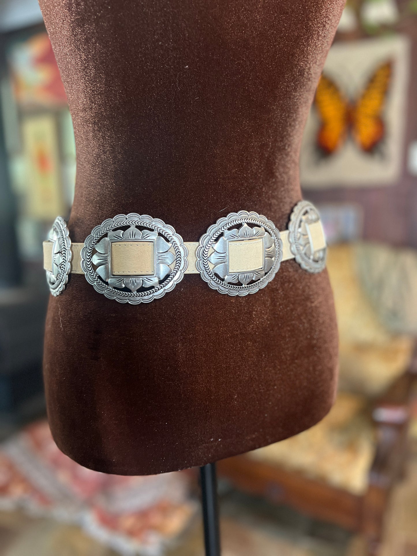 Suede Sunflower Concho Belt Sand