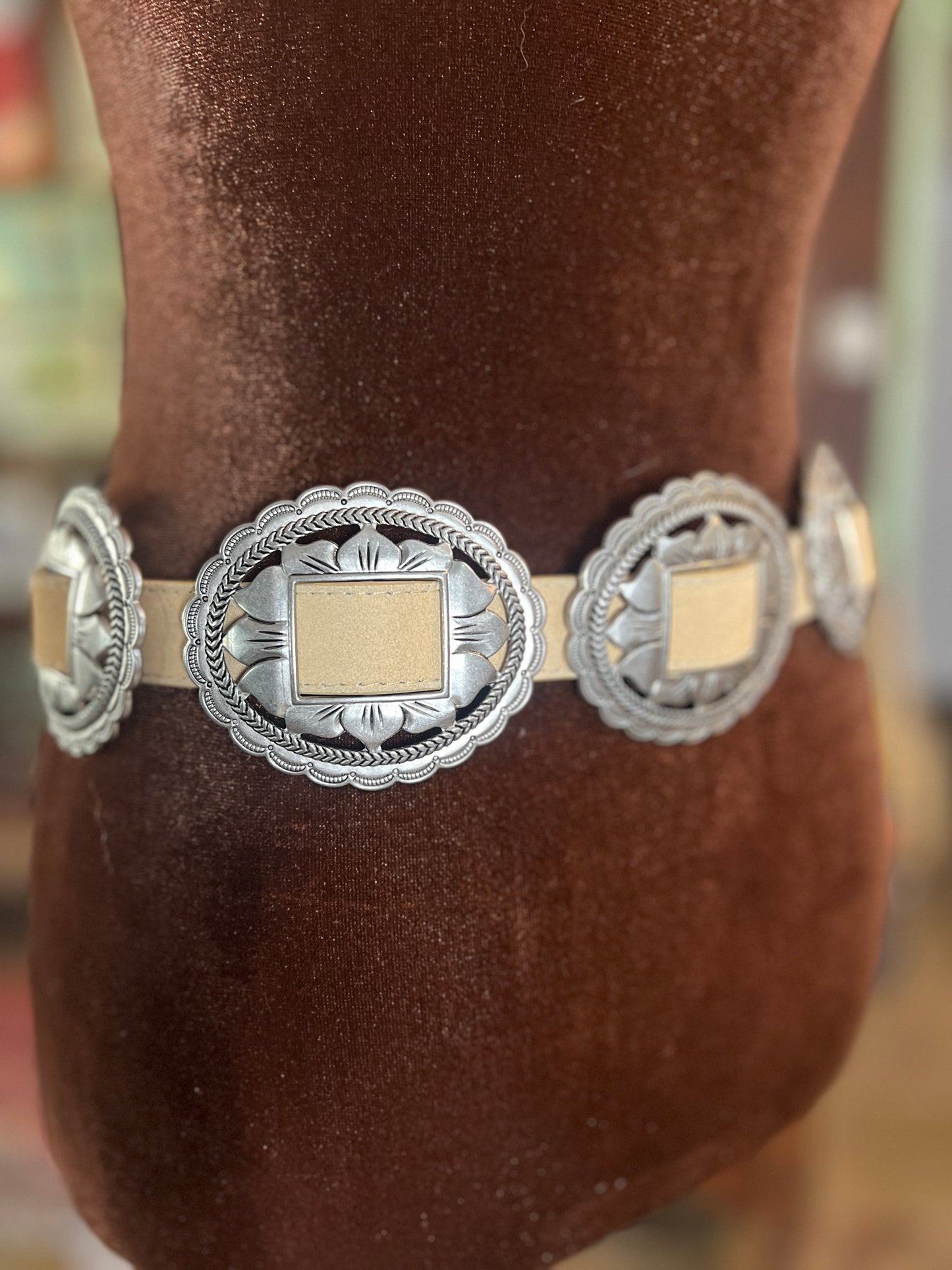 Suede Sunflower Concho Belt Sand