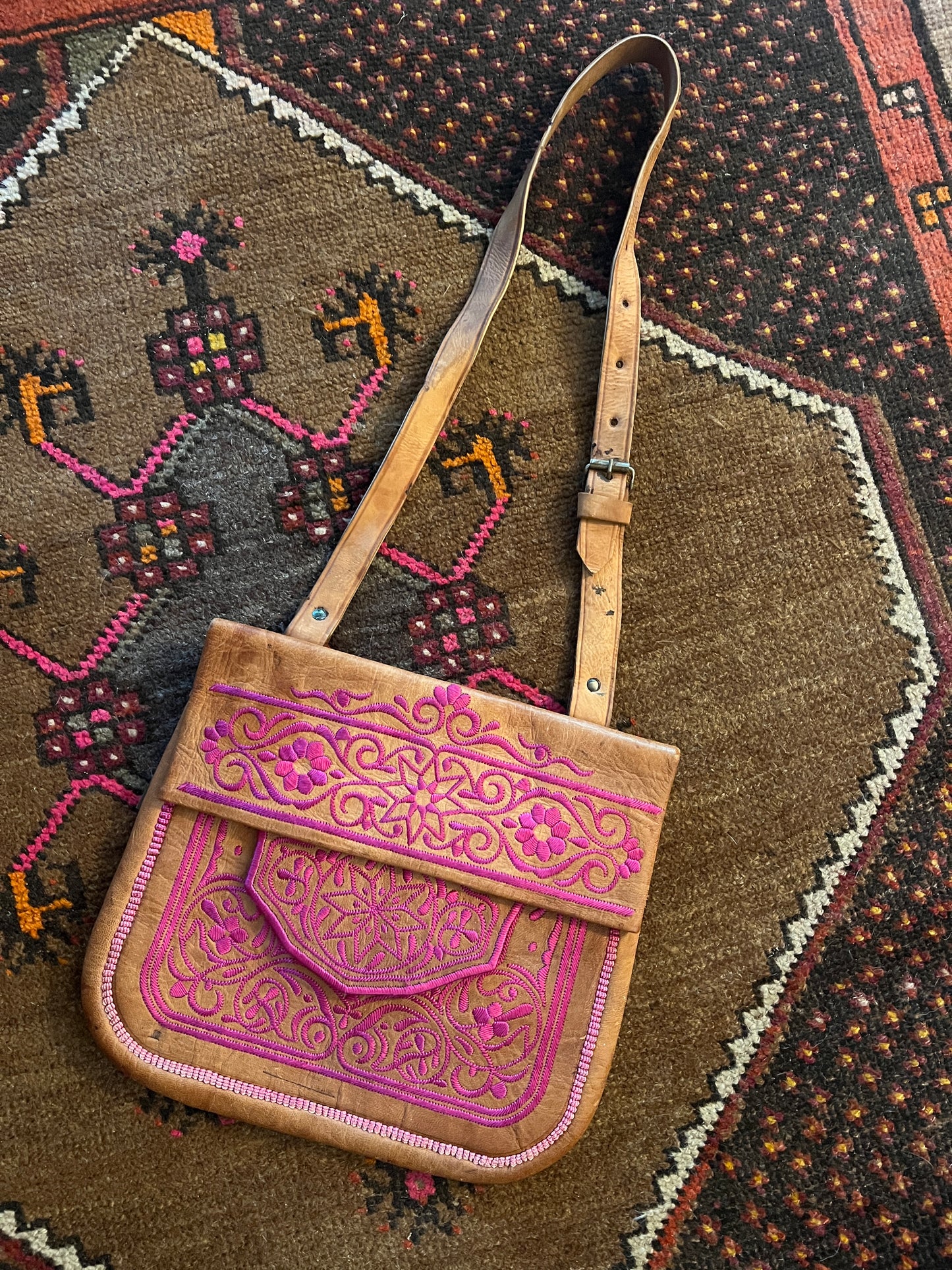 VINTAGE 80's Moroccan Leather Bag