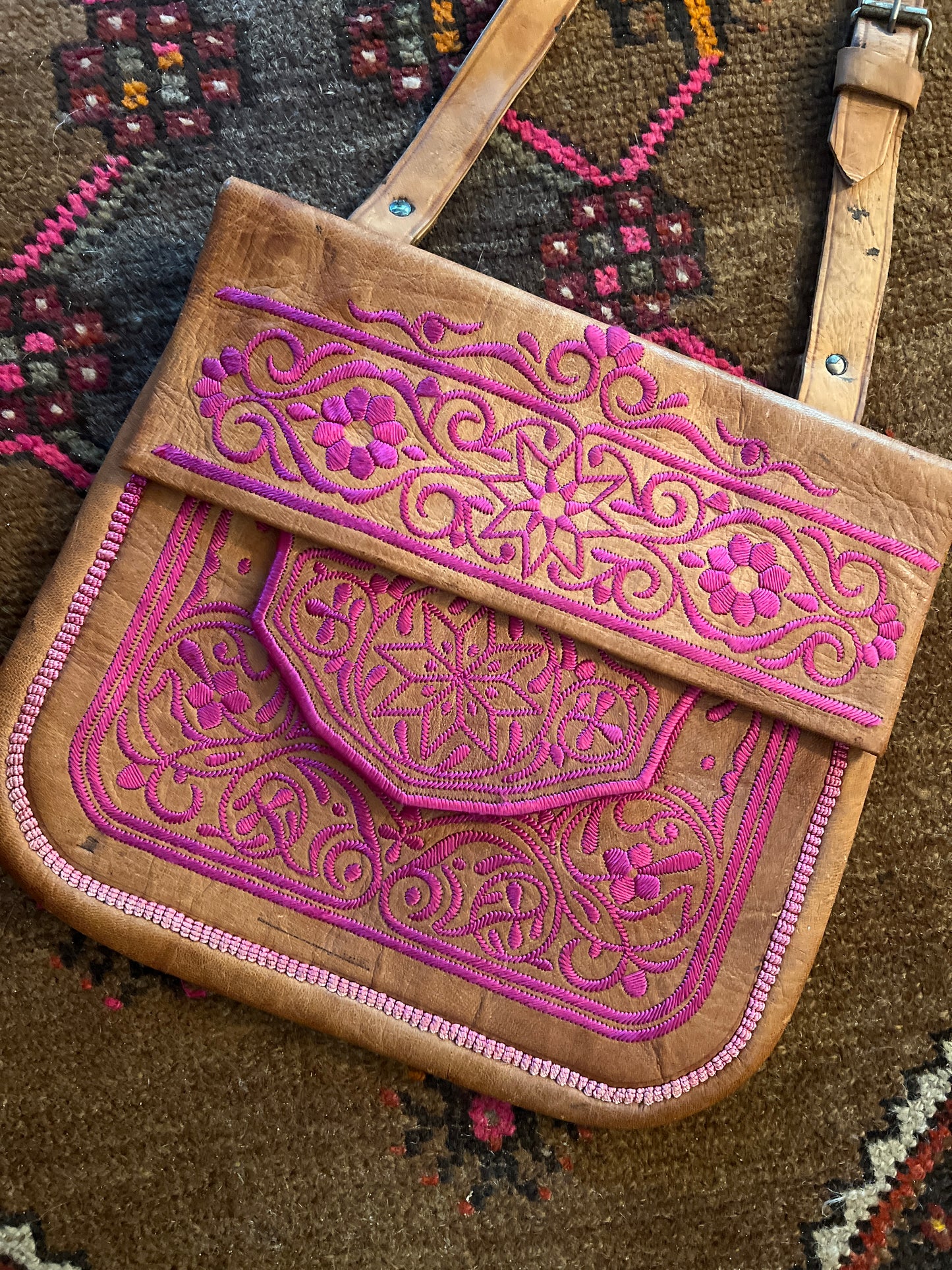 VINTAGE 80's Moroccan Leather Bag