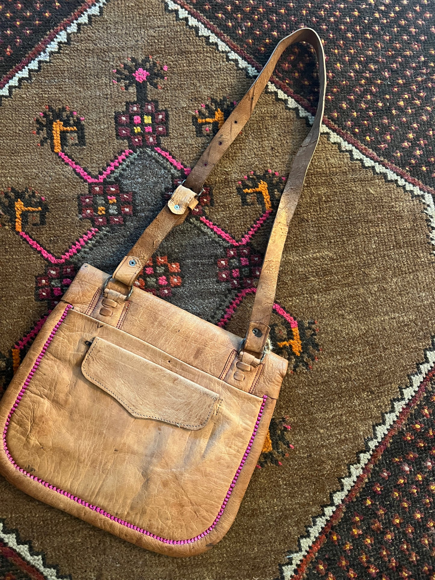 VINTAGE 80's Moroccan Leather Bag