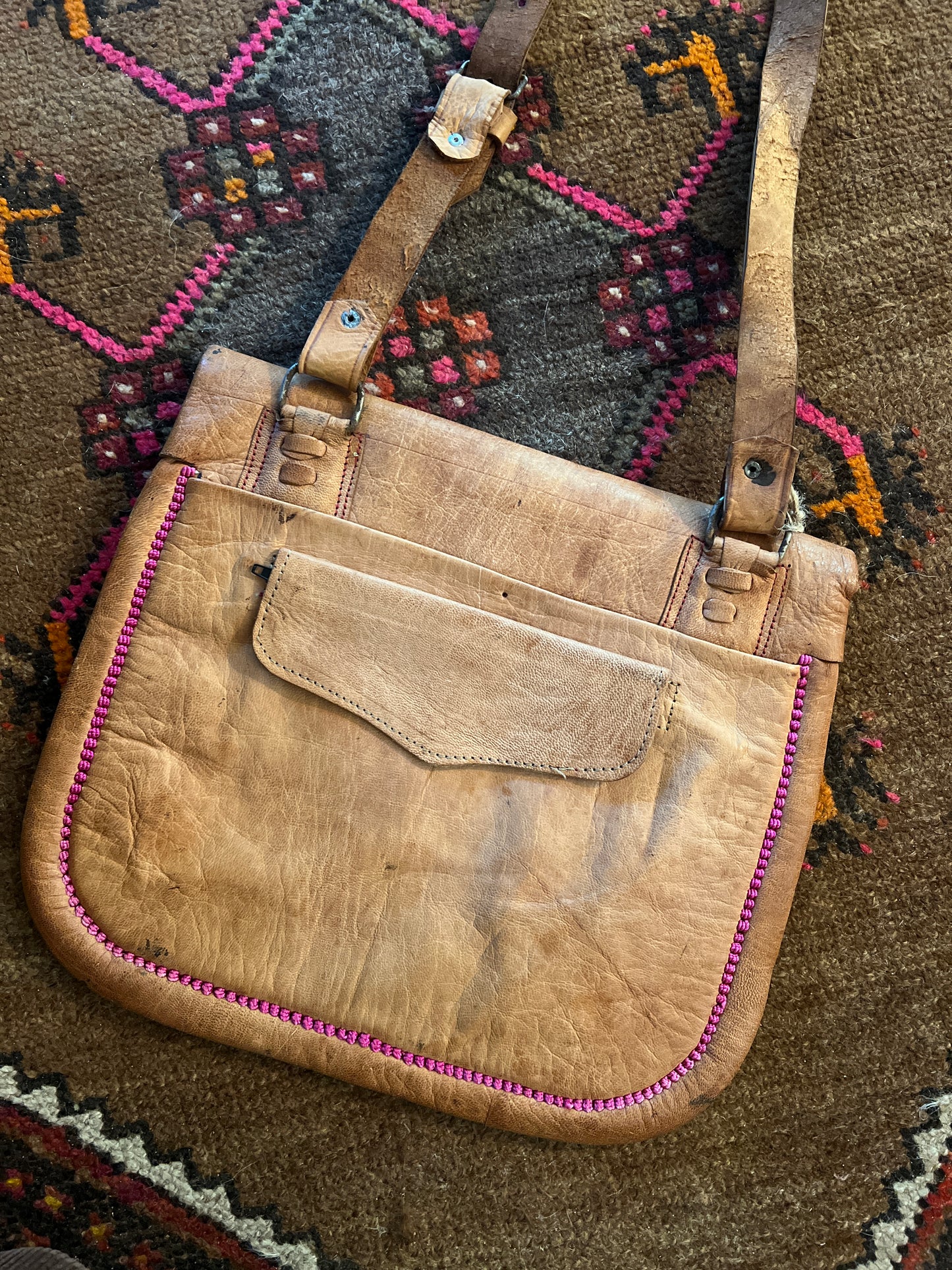 VINTAGE 80's Moroccan Leather Bag