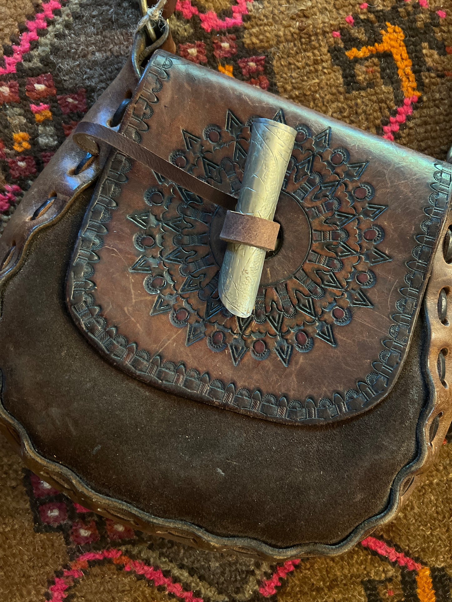VINTAGE 70's Tooled Leather Bag