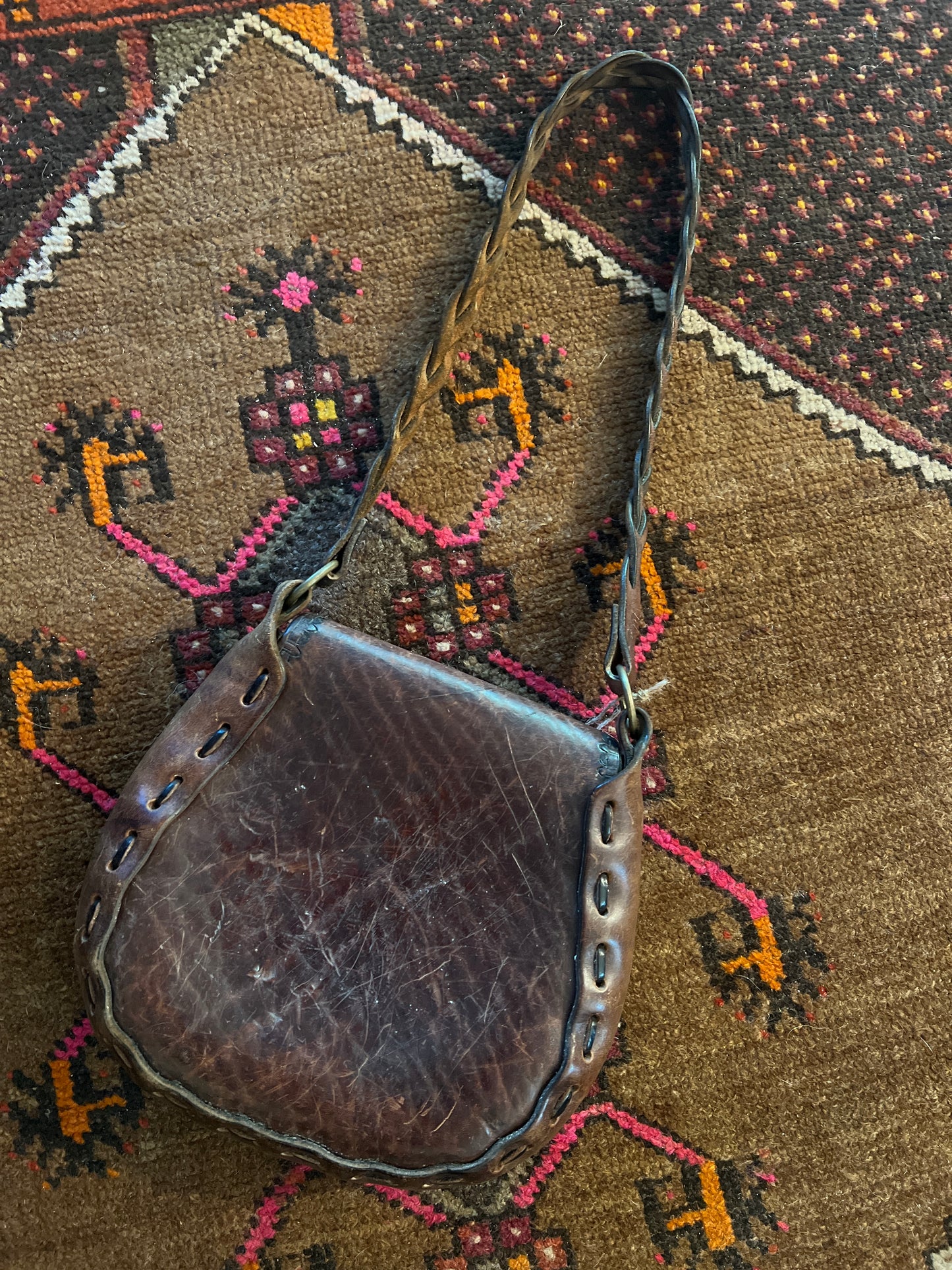VINTAGE 70's Tooled Leather Bag
