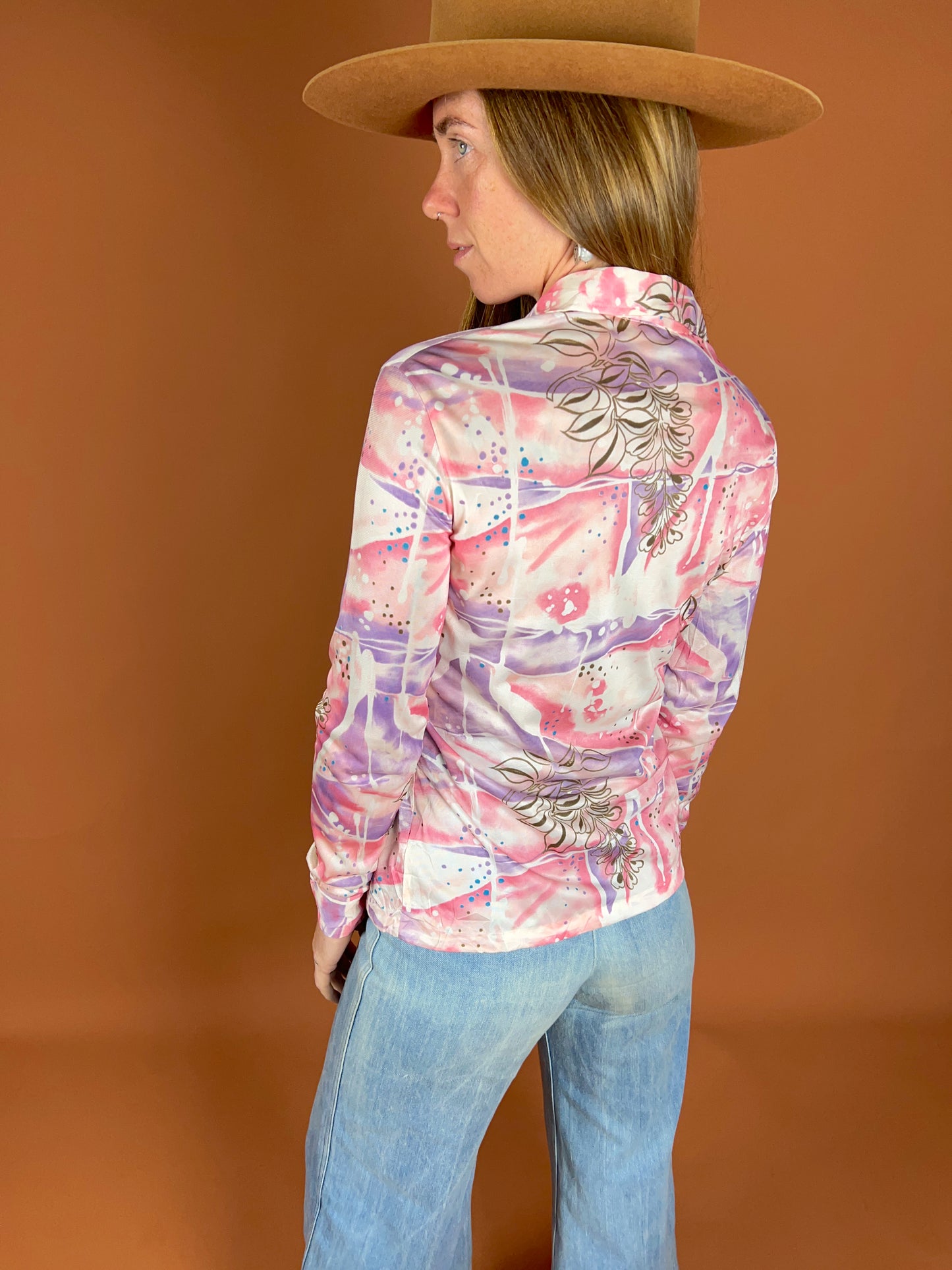 VINTAGE 70's Floral Shirt 8-10