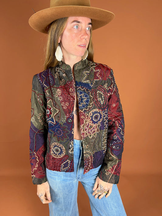 VINTAGE 80's Patchwork Jacket 8-10