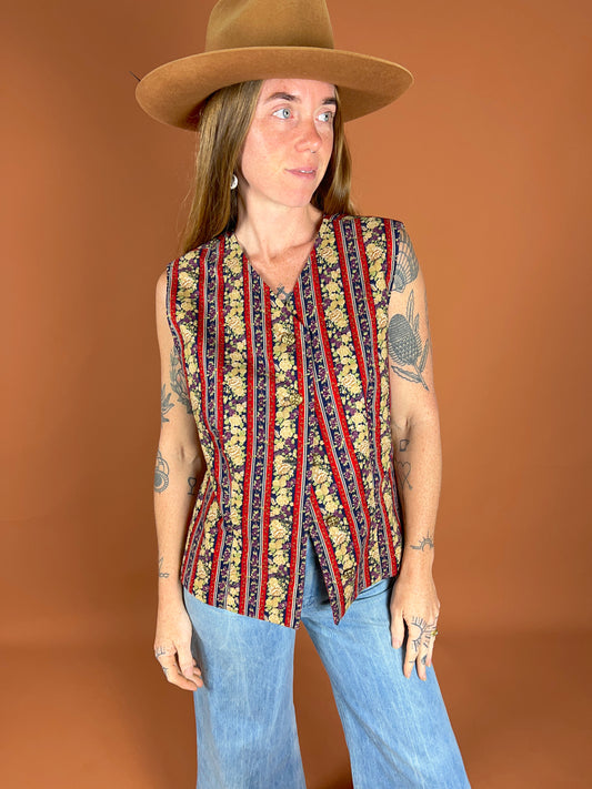 VINTAGE 70's Floral Vest 14