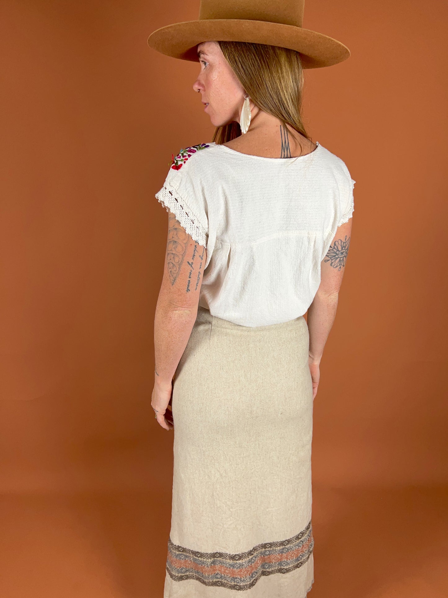 VINTAGE 70's Wool Maxi Skirt 8