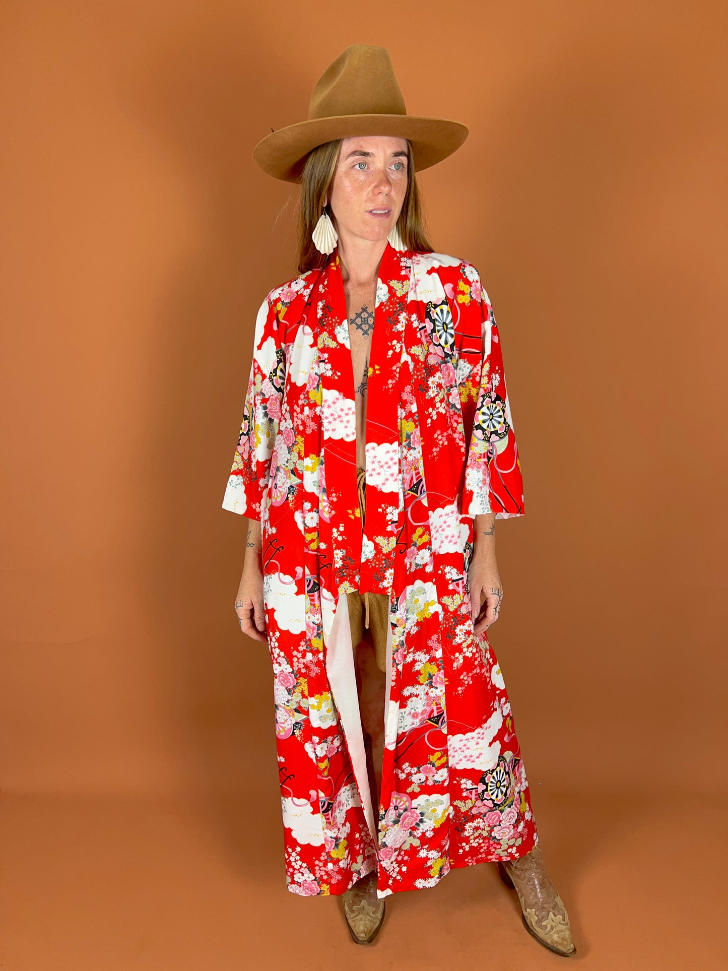 VINTAGE 70's Japanese Kimono OS