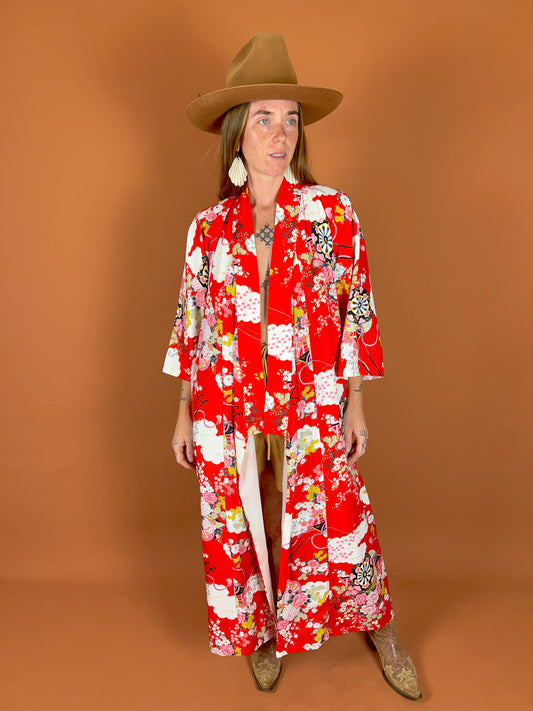VINTAGE 70's Japanese Kimono OS