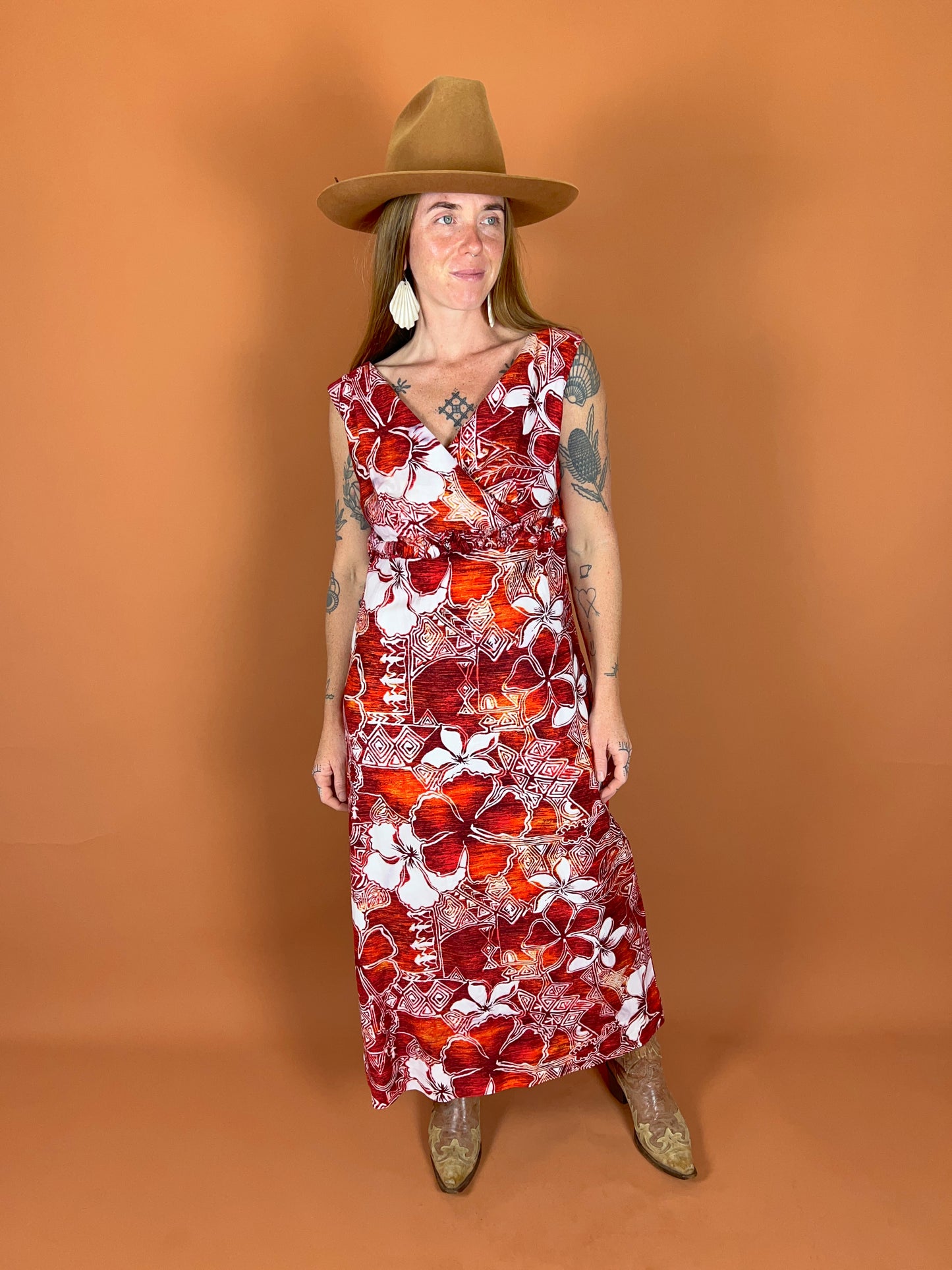 VINTAGE 70's Floral Maxi Dress 12-14