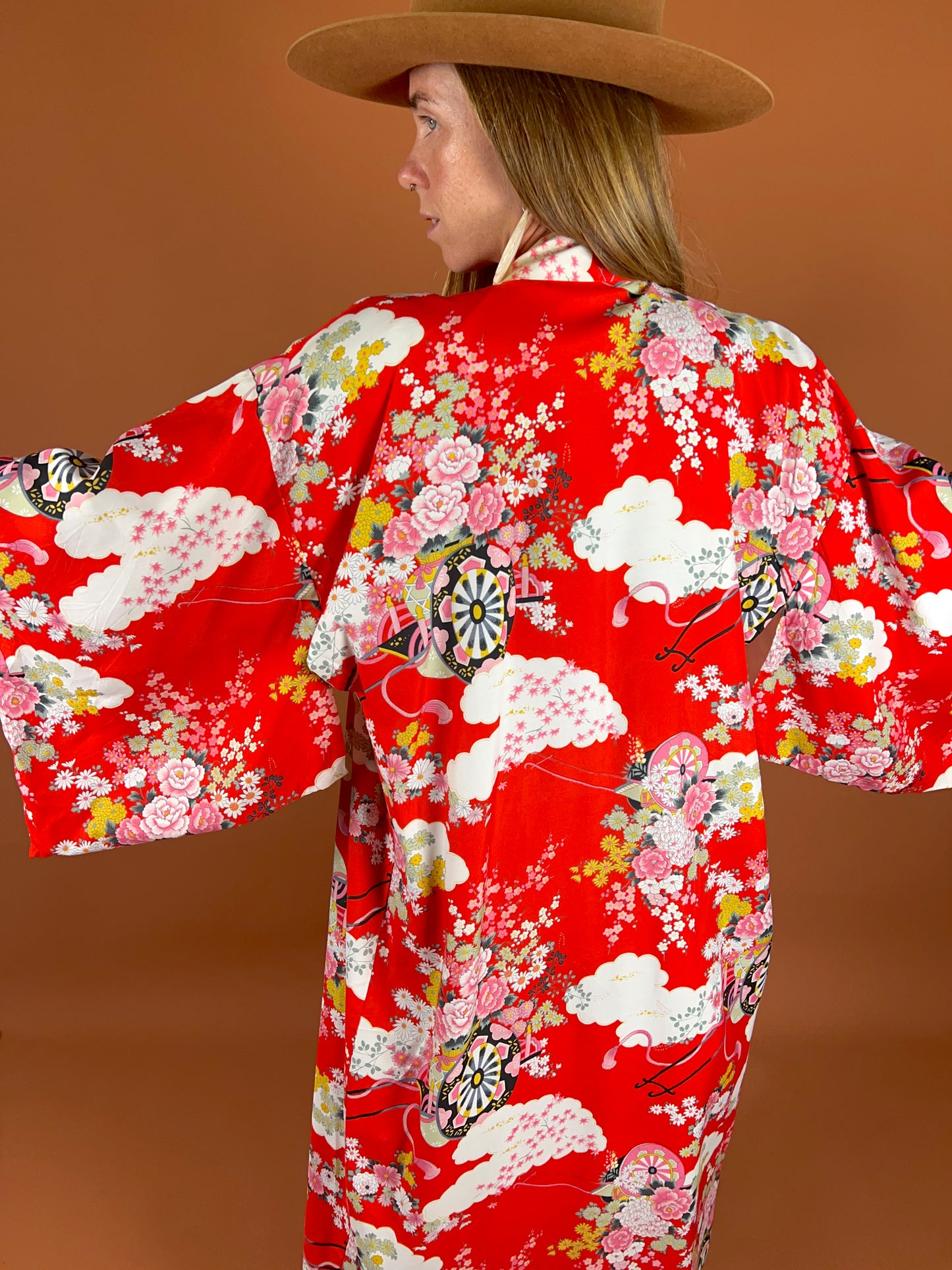 VINTAGE 70's Japanese Kimono OS