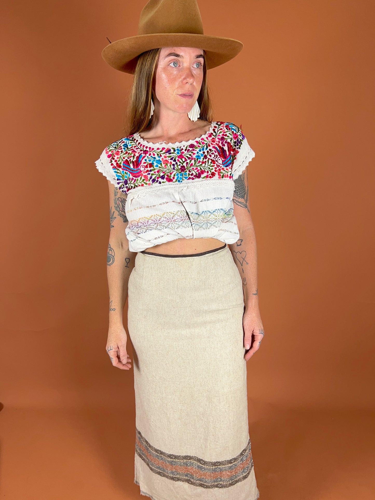 VINTAGE 70's Wool Maxi Skirt 8