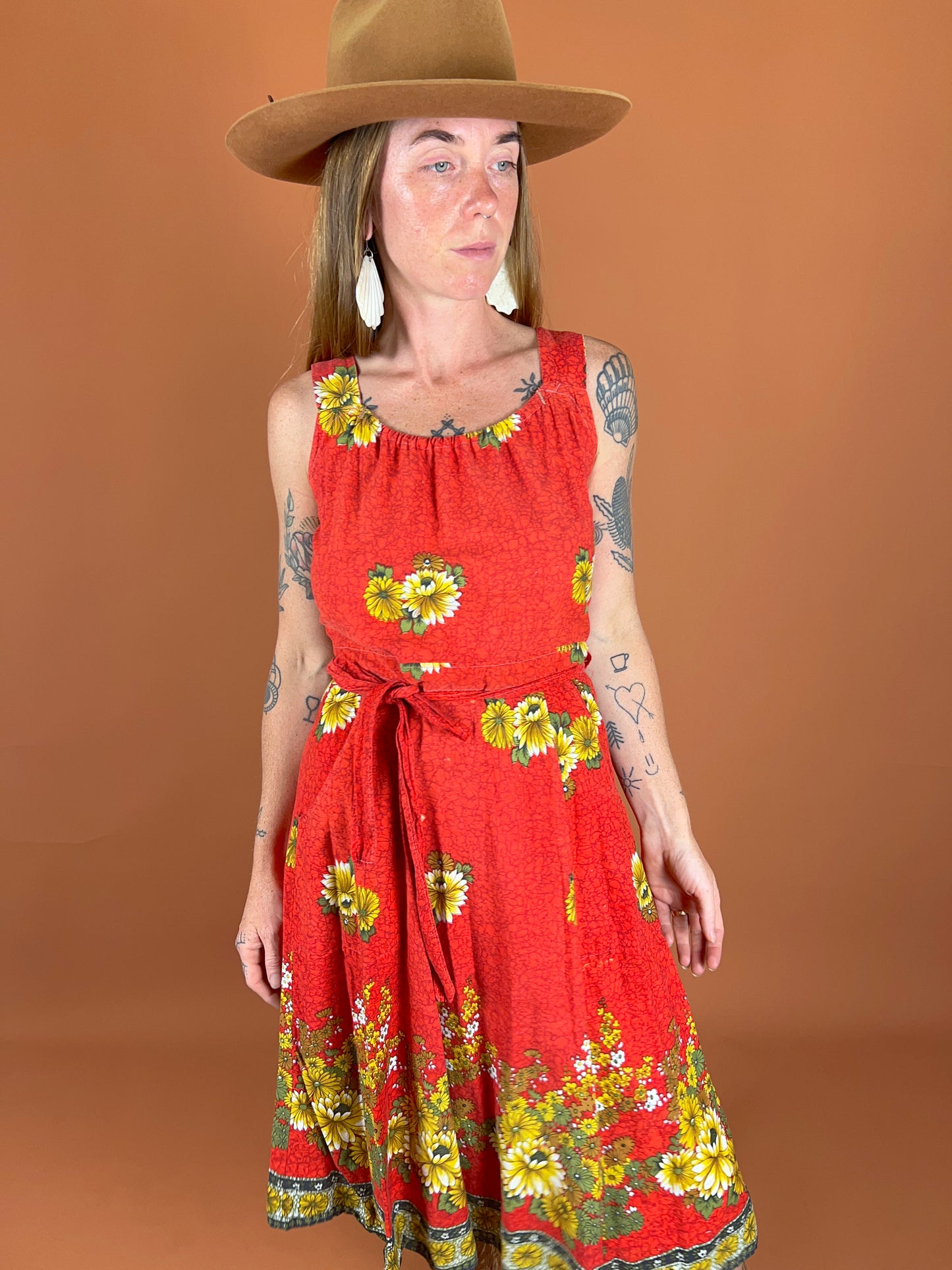 VINTAGE 70's Floral Wrap Dress 8-10