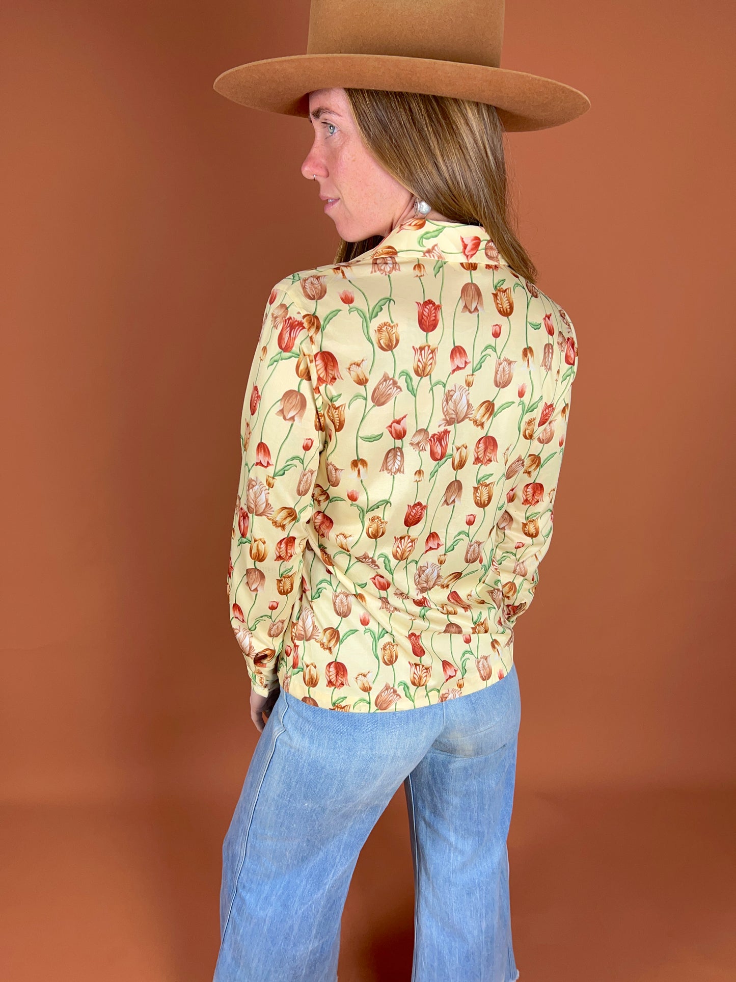VINTAGE 70's Floral Shirt 8-10