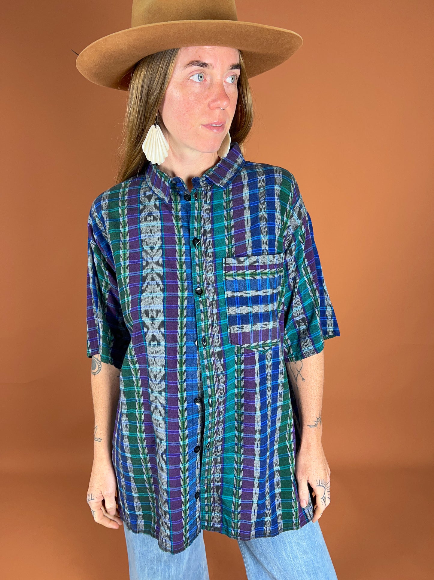 VINTAGE 80's Aztec Shirt 14-16