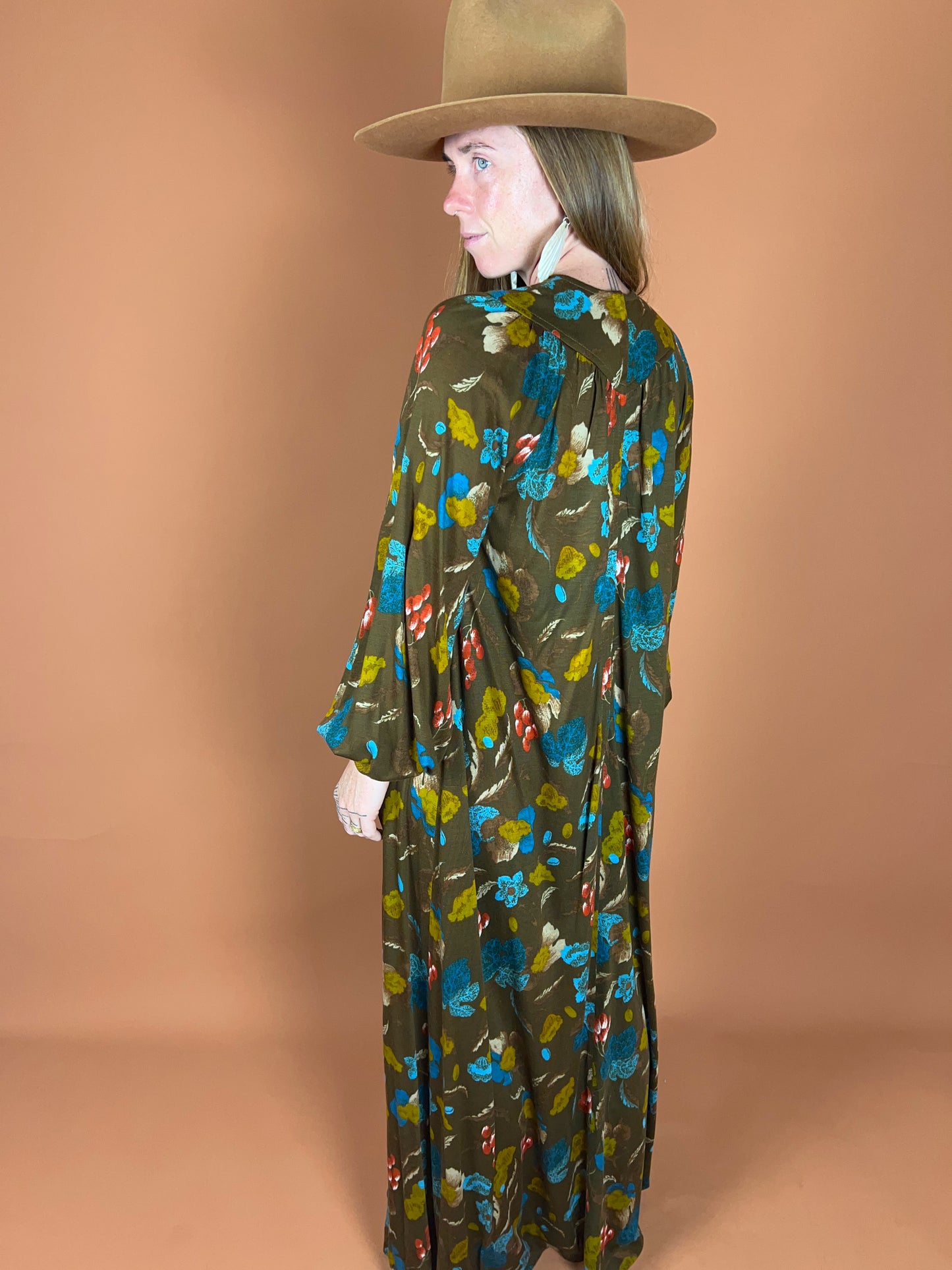 VINTAGE 60's Floral Maxi Dress 12-14