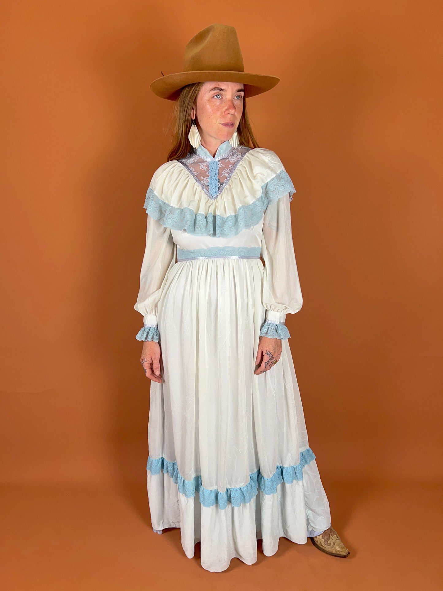 VINTAGE 60's Prairie Maxi Dress 8