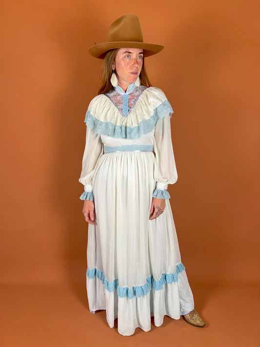 VINTAGE 60's Prairie Maxi Dress 8