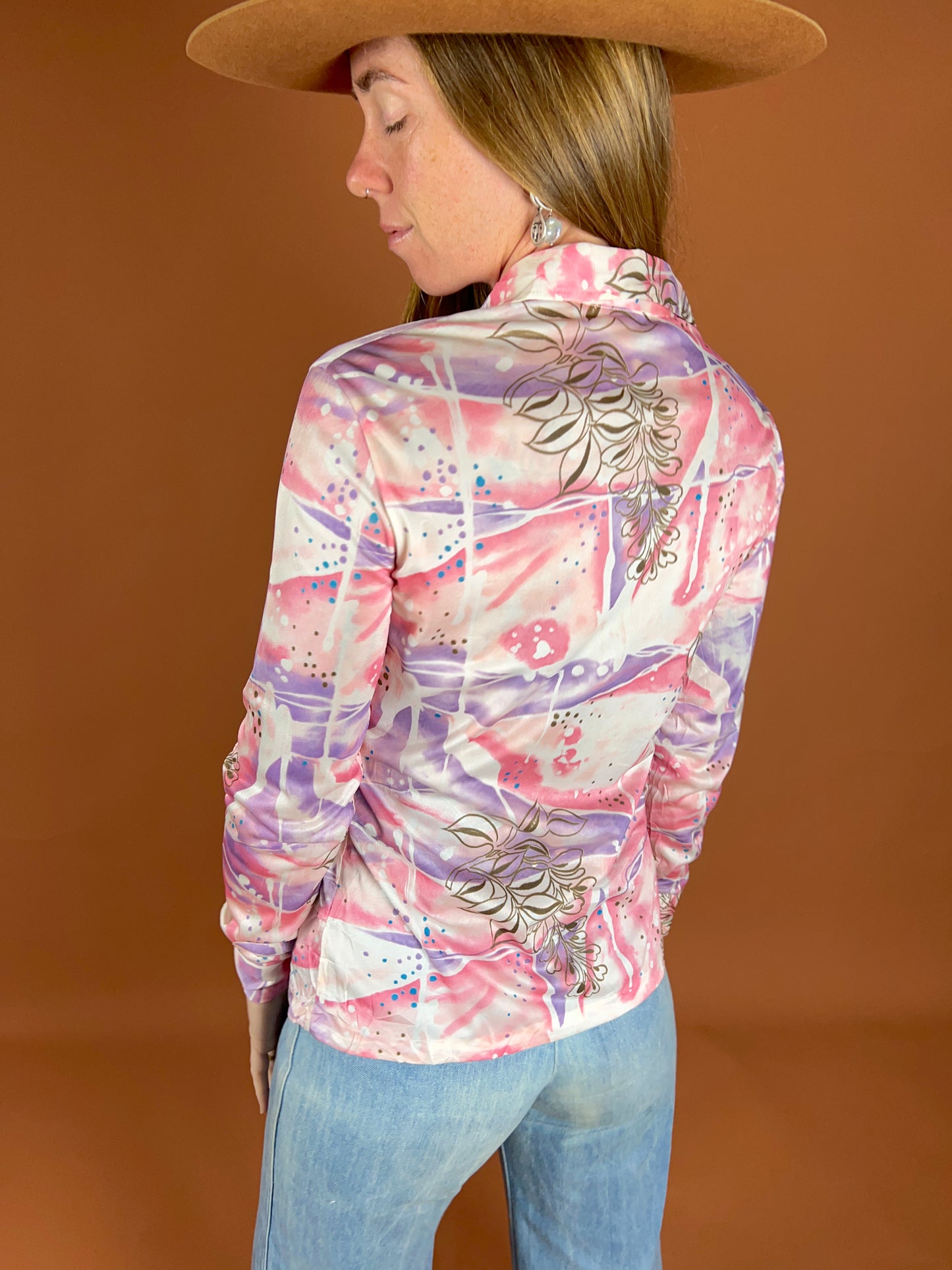 VINTAGE 70's Floral Shirt 8-10