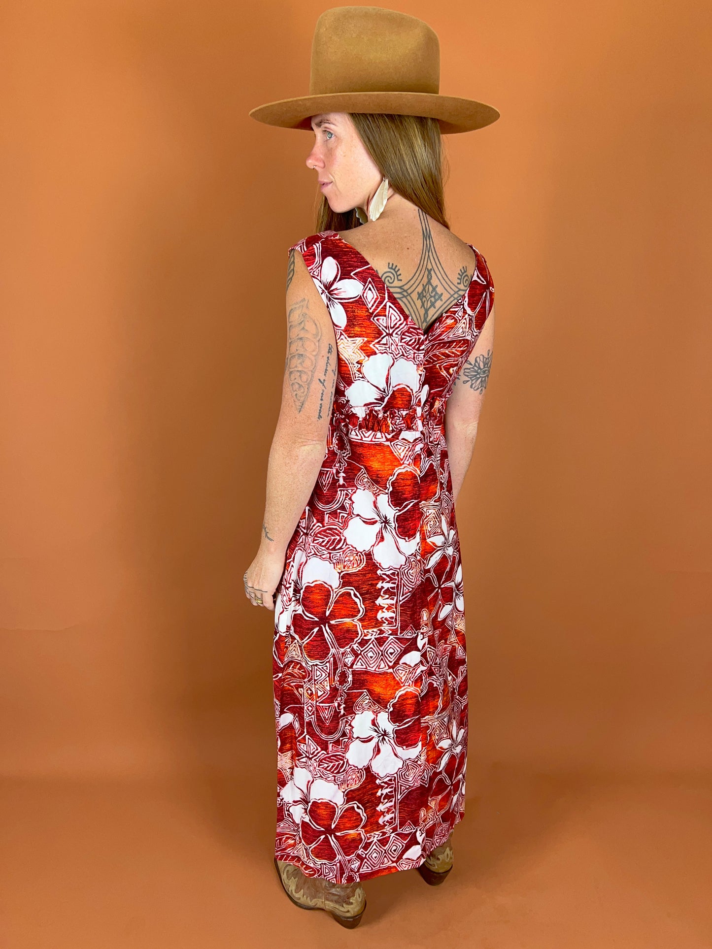 VINTAGE 70's Floral Maxi Dress 12-14