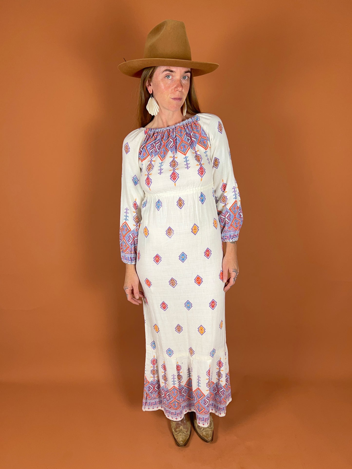 VINTAGE 70's Aztec Maxi Dress 8