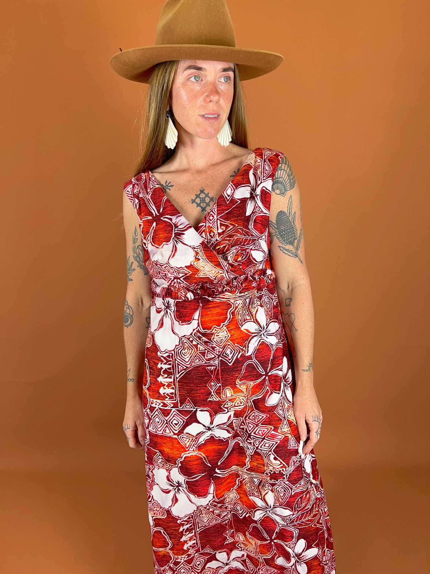 VINTAGE 70's Floral Maxi Dress 12-14
