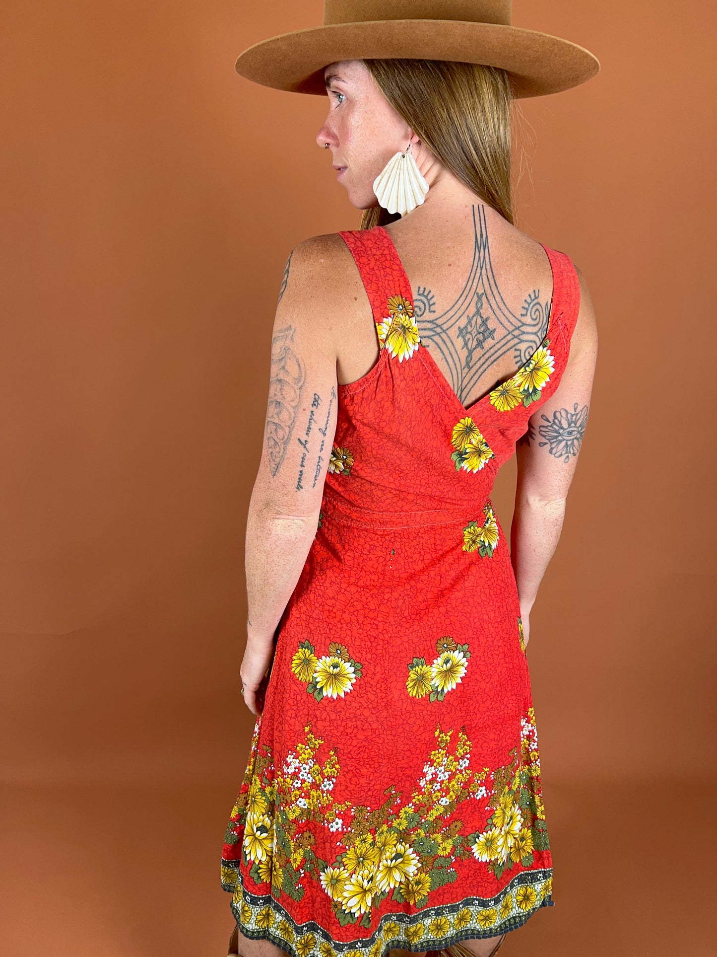 VINTAGE 70's Floral Wrap Dress 8-10