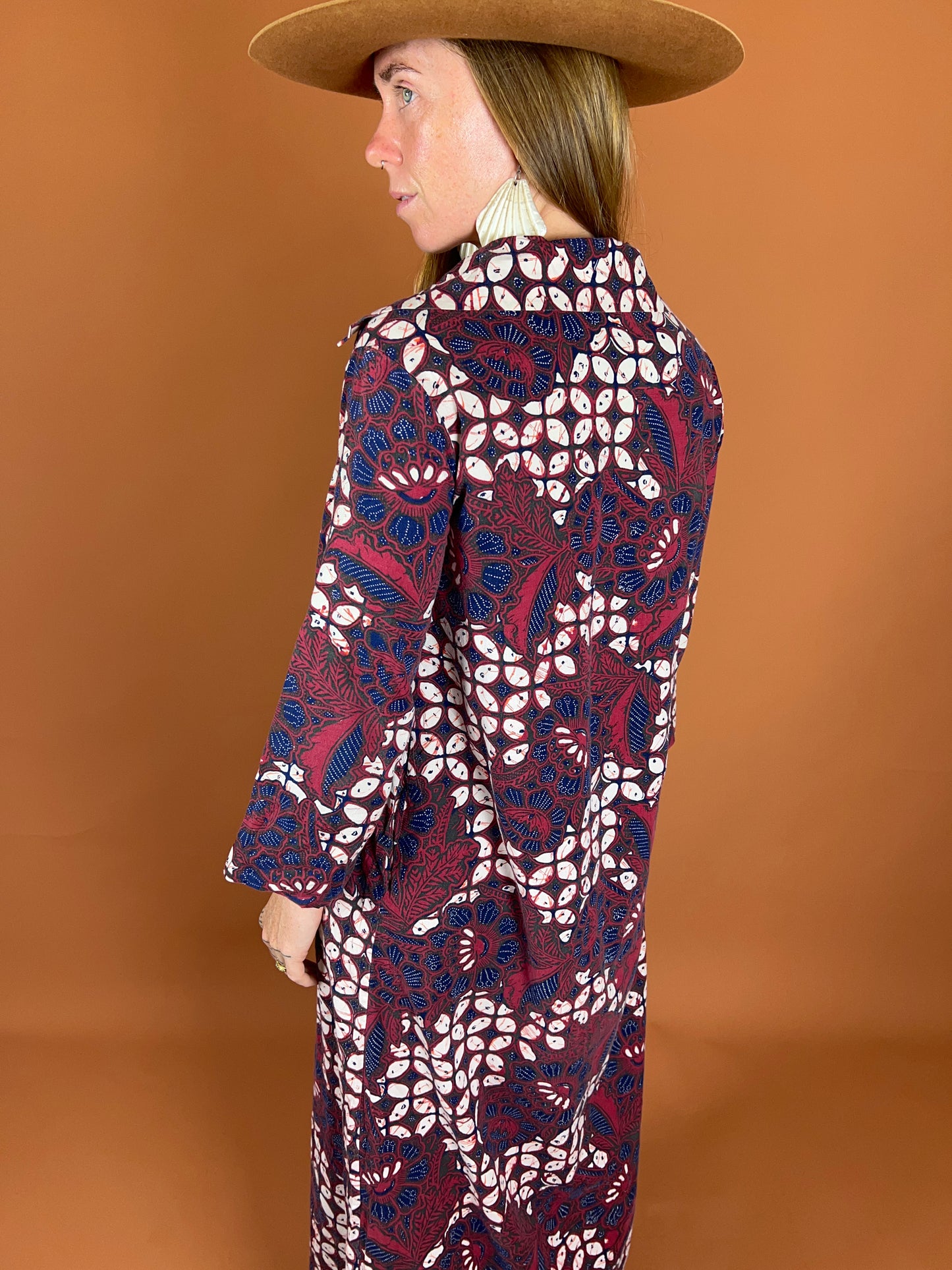 VINTAGE 60's Batik Maxi Dress 10-12