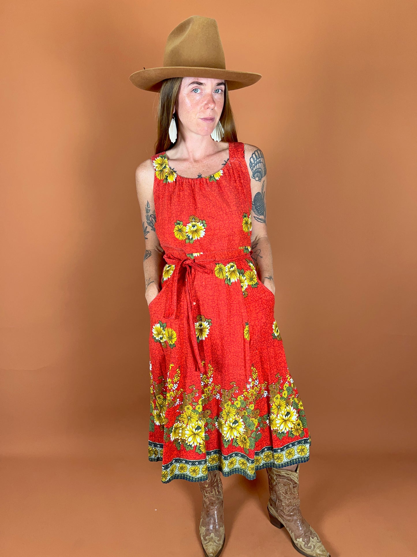 VINTAGE 70's Floral Wrap Dress 8-10