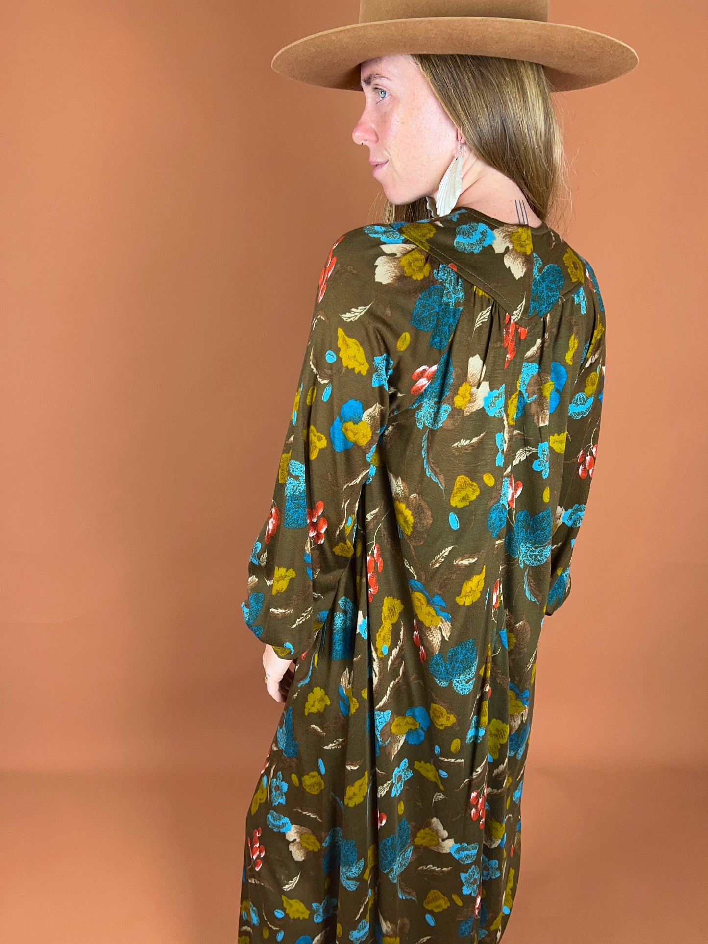 VINTAGE 60's Floral Maxi Dress 12-14