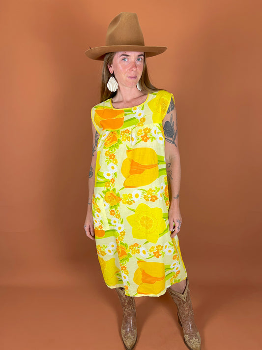 VINTAGE 60's Floral Midi Dress 16
