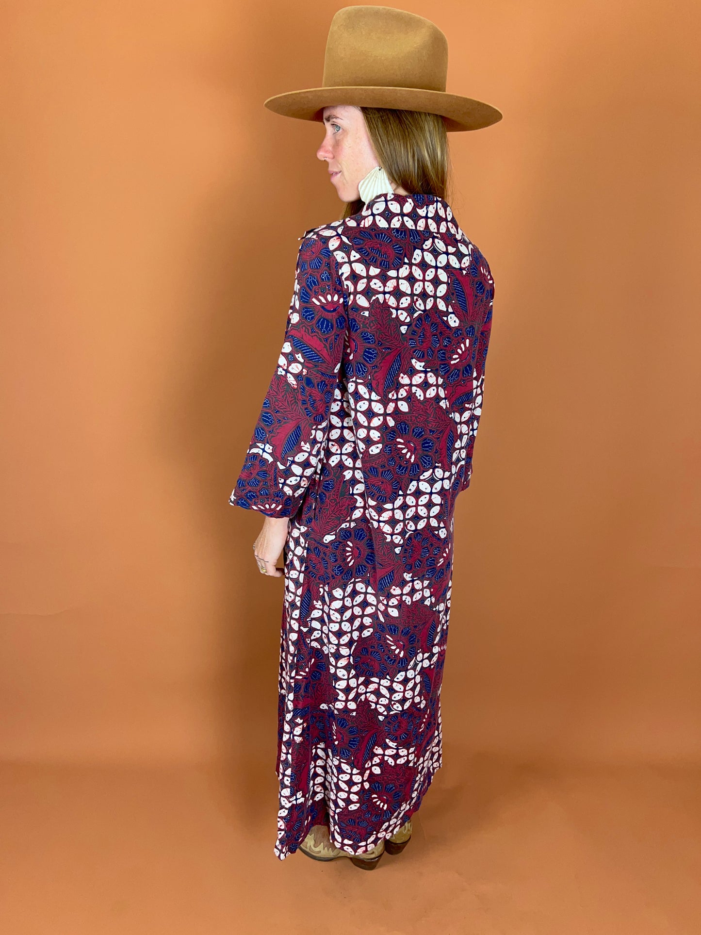 VINTAGE 60's Batik Maxi Dress 10-12