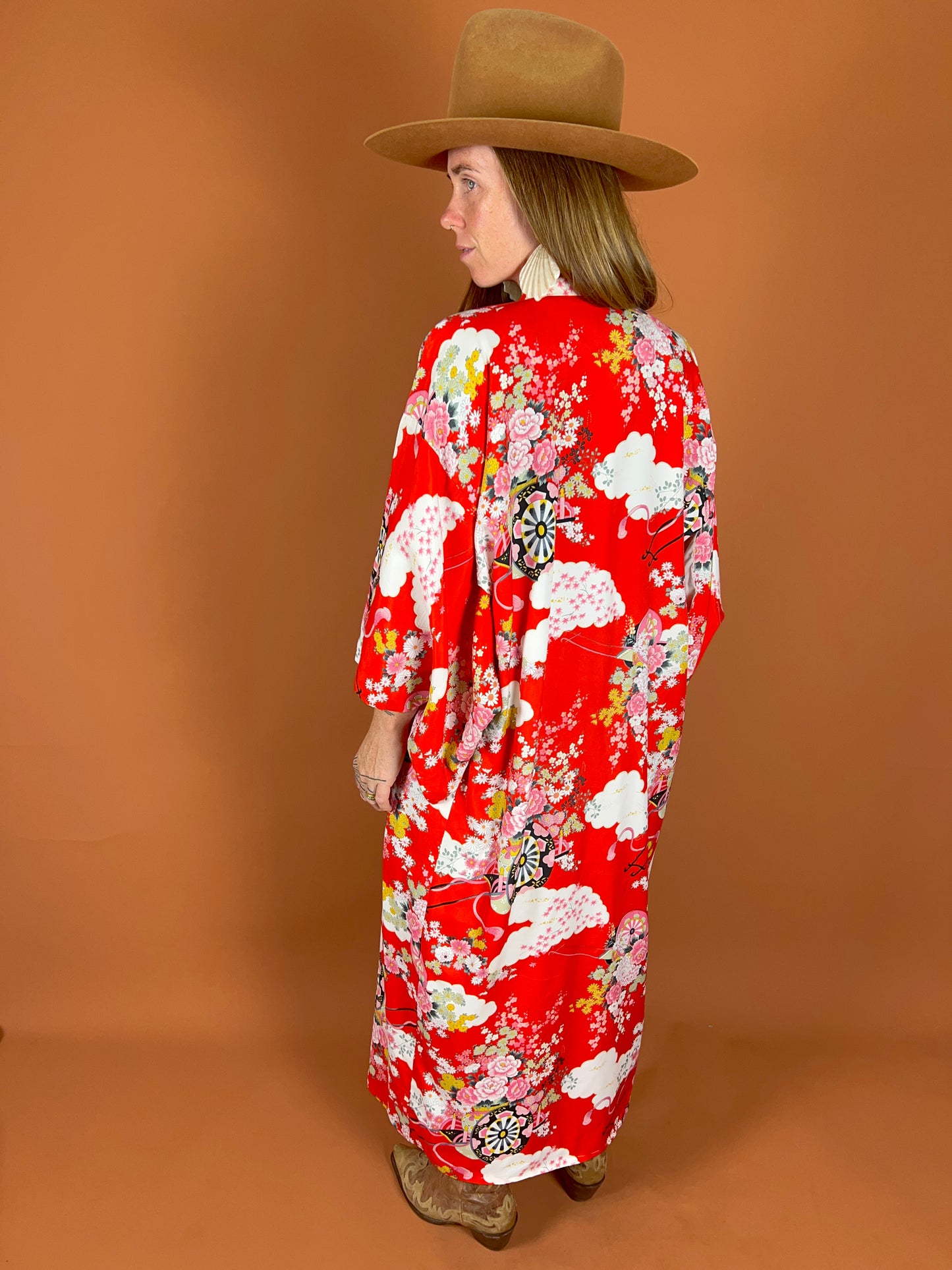 VINTAGE 70's Japanese Kimono OS