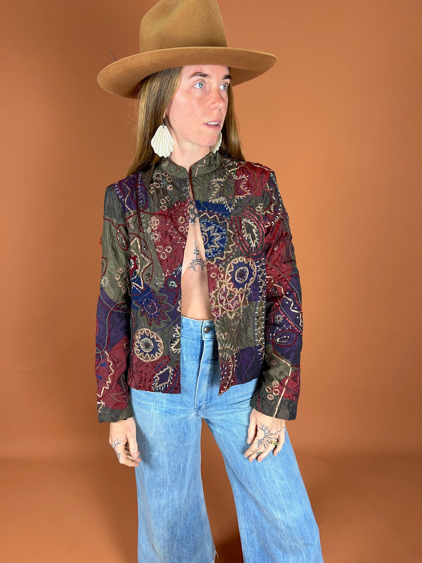 VINTAGE 80's Patchwork Jacket 8-10