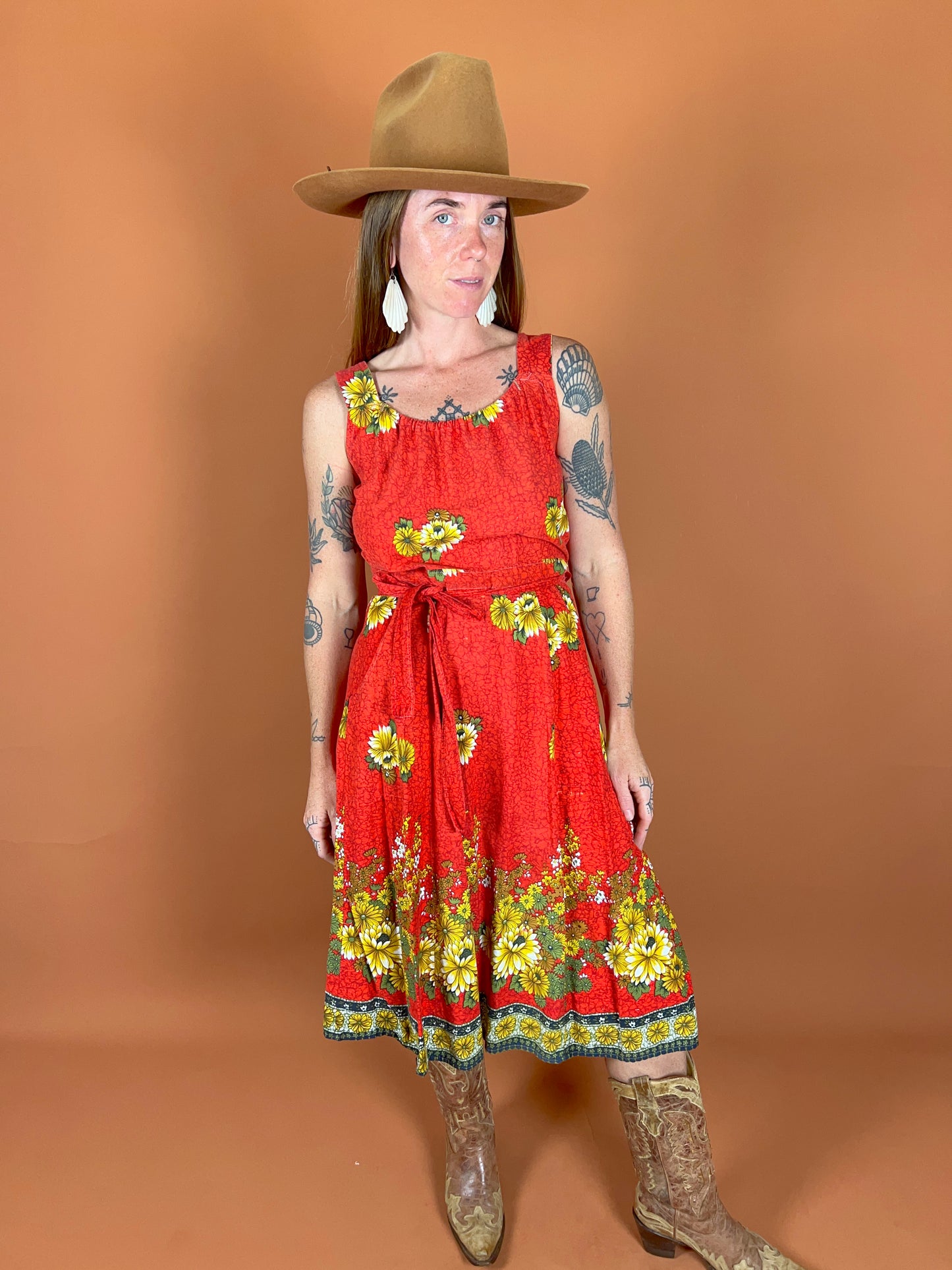 VINTAGE 70's Floral Wrap Dress 8-10